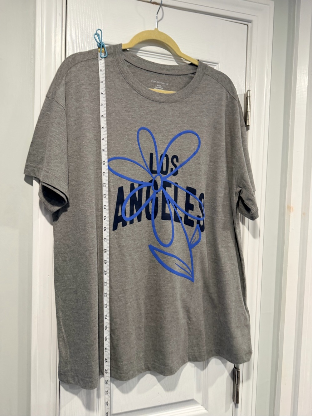 NWOT Anthropologie Size XS Oversized Graphic T-Shirt Gray Los Angeles Floral - Picture 4 of 11
